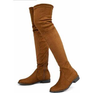 Women's Camel-0.98 Inchs Polyurethane (PU) Over Knee High Warm Winter Long Boot